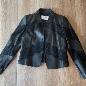 Valentino lace leather jacket